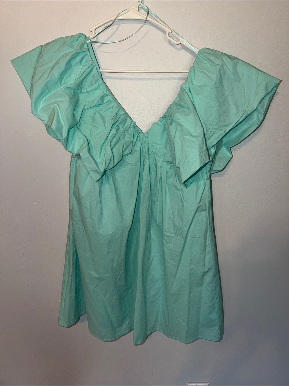 Ruffled Mini Dress in Aqua